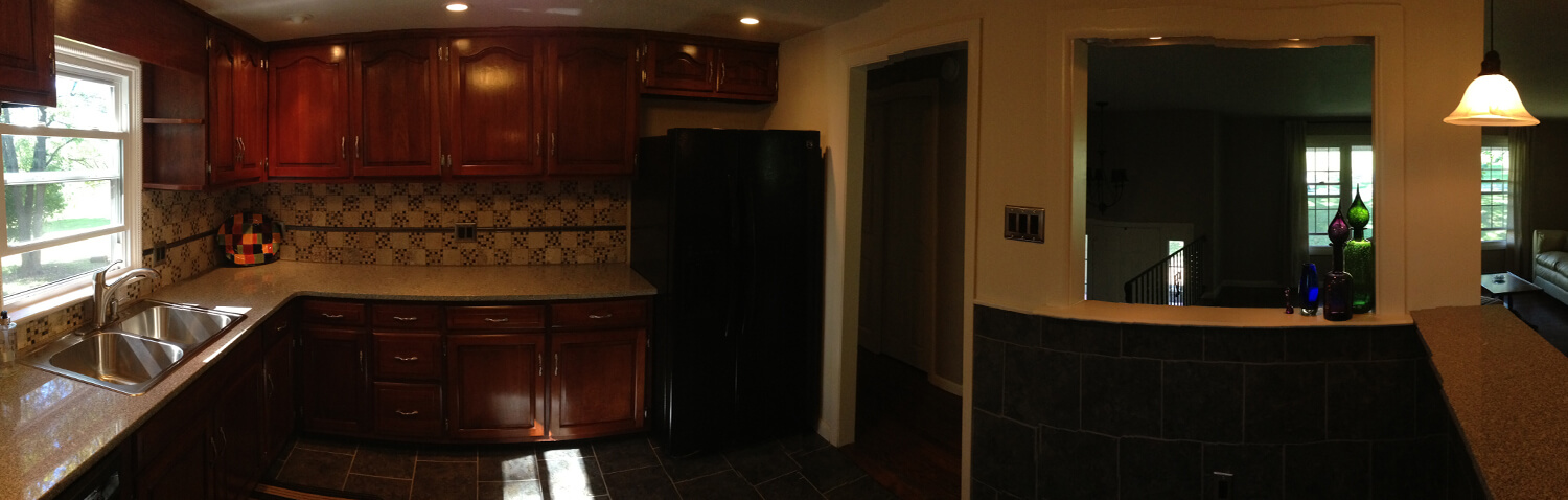 a completely remodeling kitchen with recessed lighting and energy efficient windows